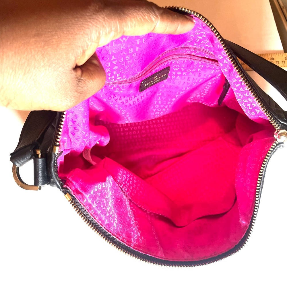 Kate Spade New York Black Pebbled 100% Cow Leather Hobo Shoulder Bag Old Money - Picture 14 of 15
